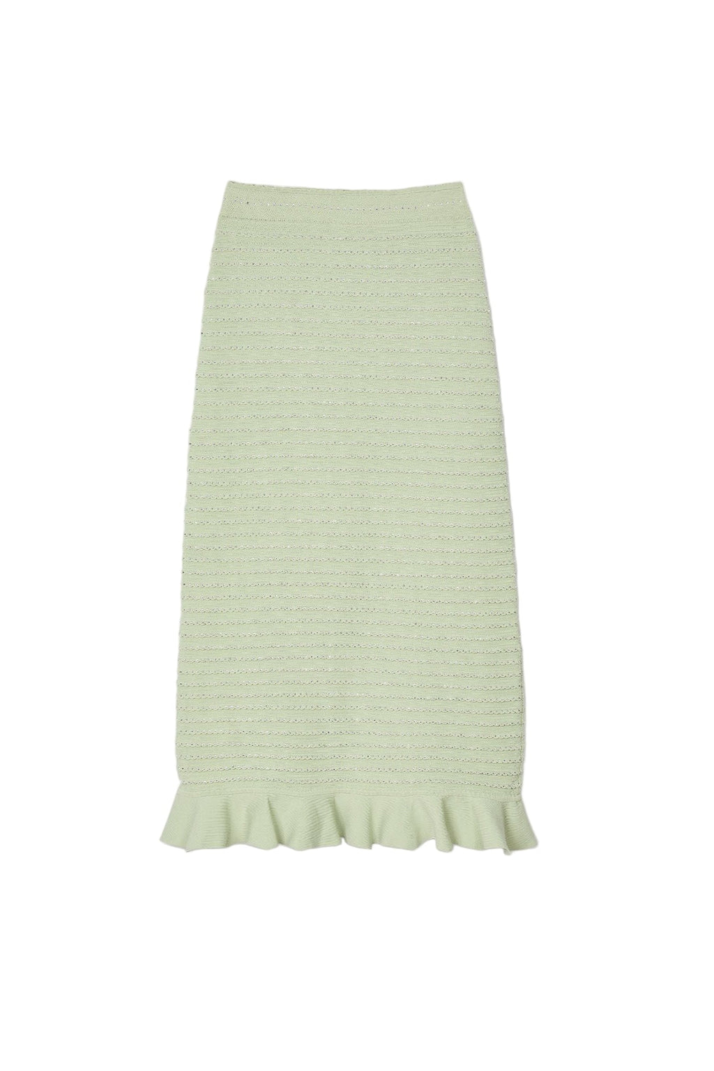 Rhinestone Knit Maxi Skirt In Almond Green Flowering Girl