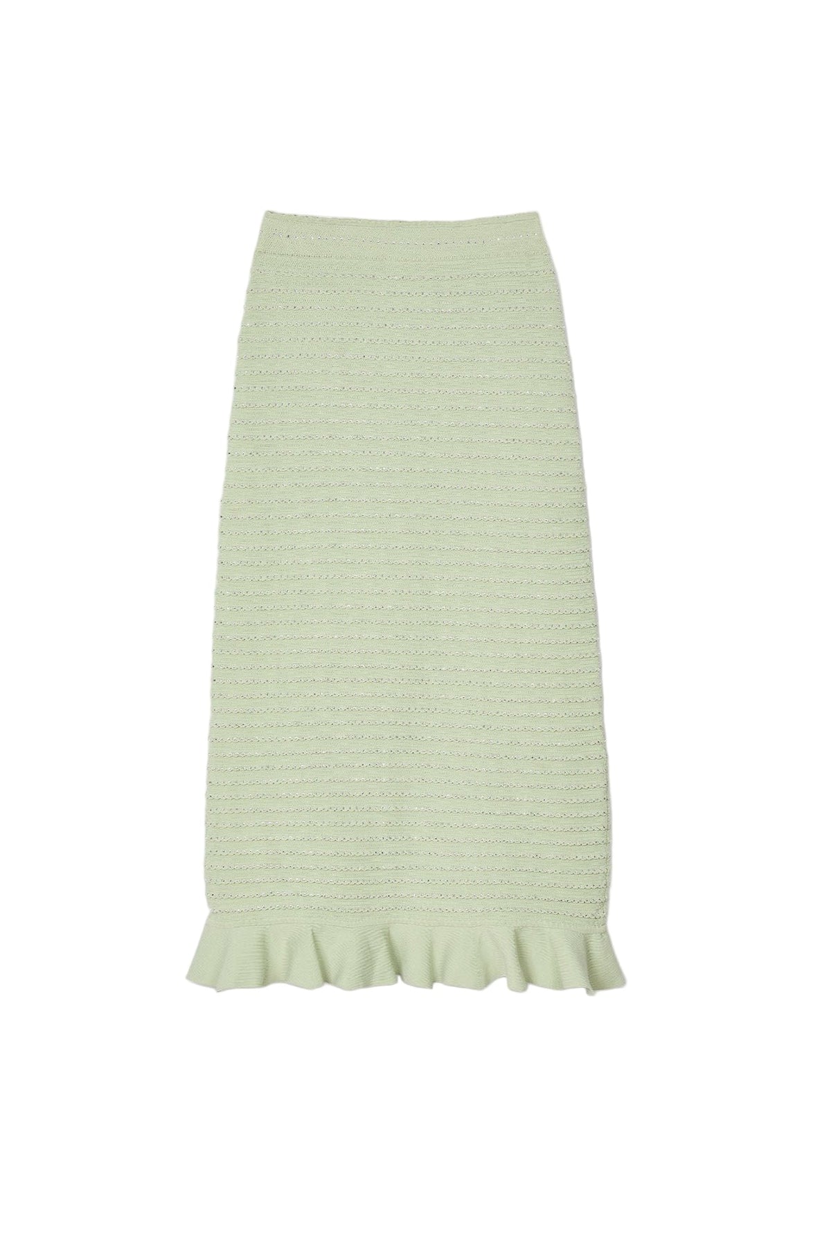 Rhinestone Knit Maxi Skirt In Almond Green Flowering Girl