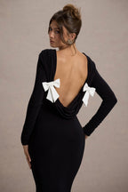Jersey Bow Backless Midi Dress Flowering Girl