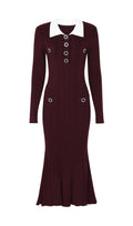 Javier Knit Long Sleeve Midi Dress Flowering Girl