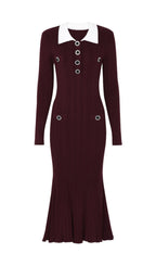 Javier Knit Long Sleeve Midi Dress Flowering Girl