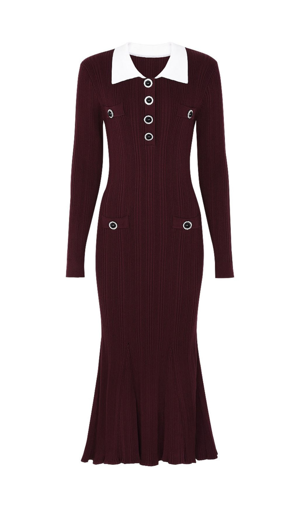 Javier Knit Long Sleeve Midi Dress Flowering Girl