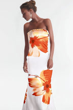 Sarrides Strapless Print Midi Dress Flowering Girl