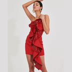 amelia sequin ruffle red mini dress Flowering Girl