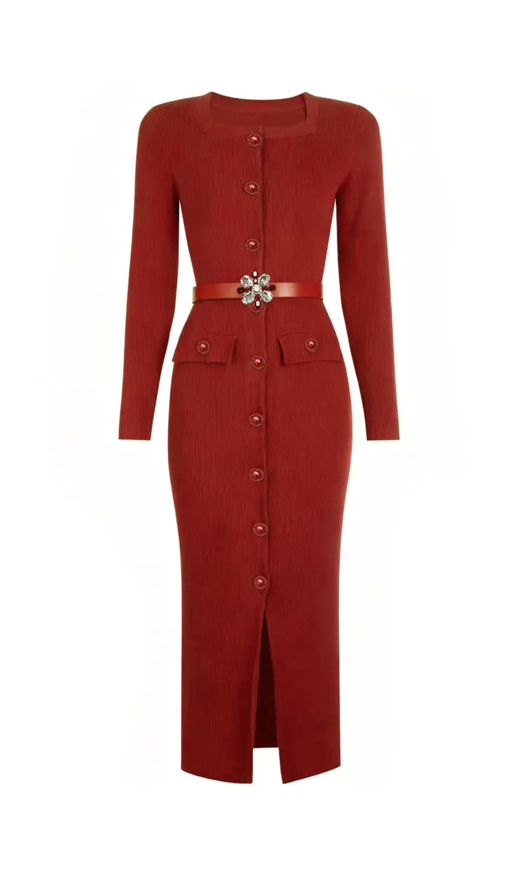June Knit Long Sleeve Midi Dress Flowering Girl
