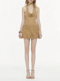 Malencia Halter Ruched Mini Dress Flowering Girl