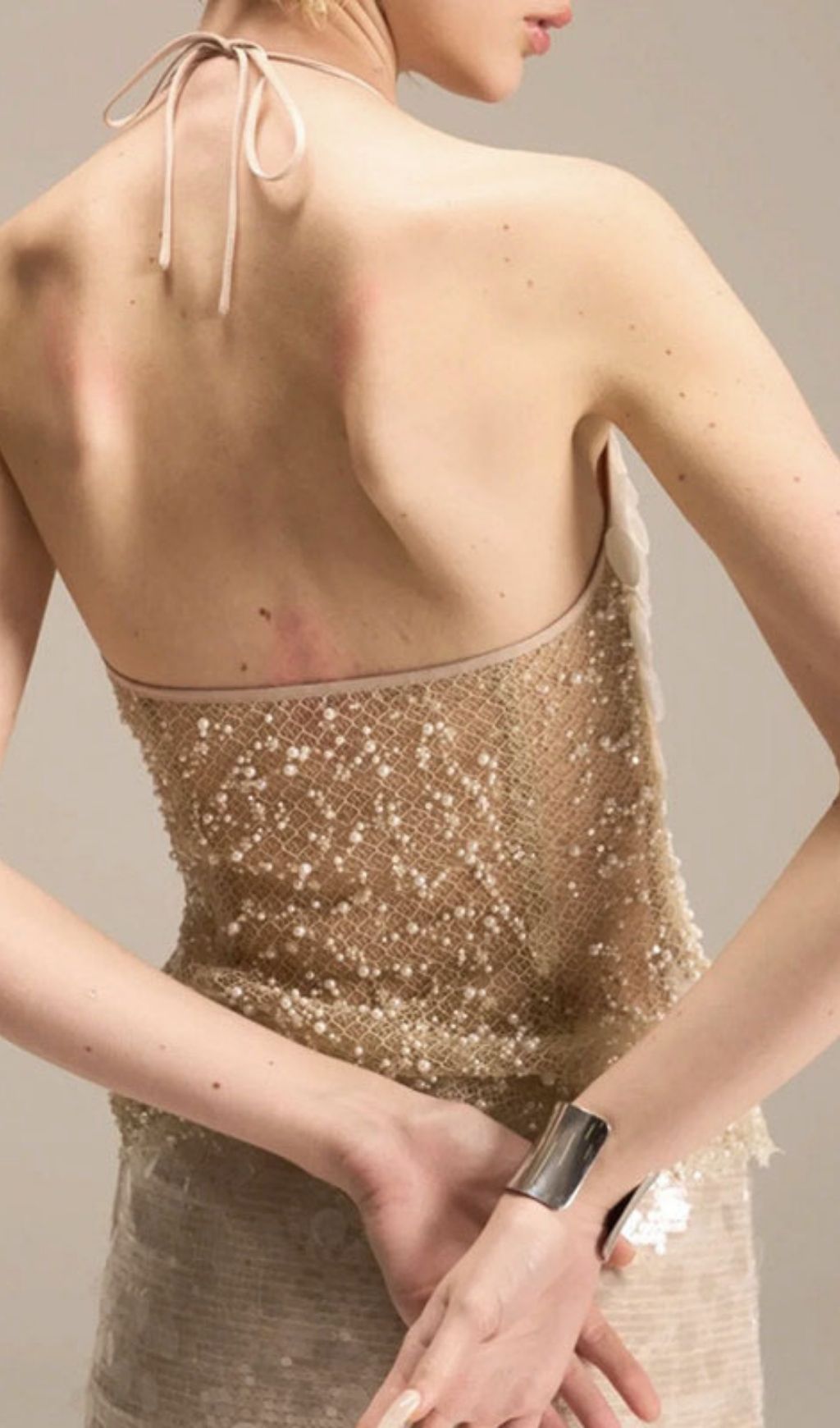 Keila Halter Sequin Beaded Mini Dress Flowering Girl