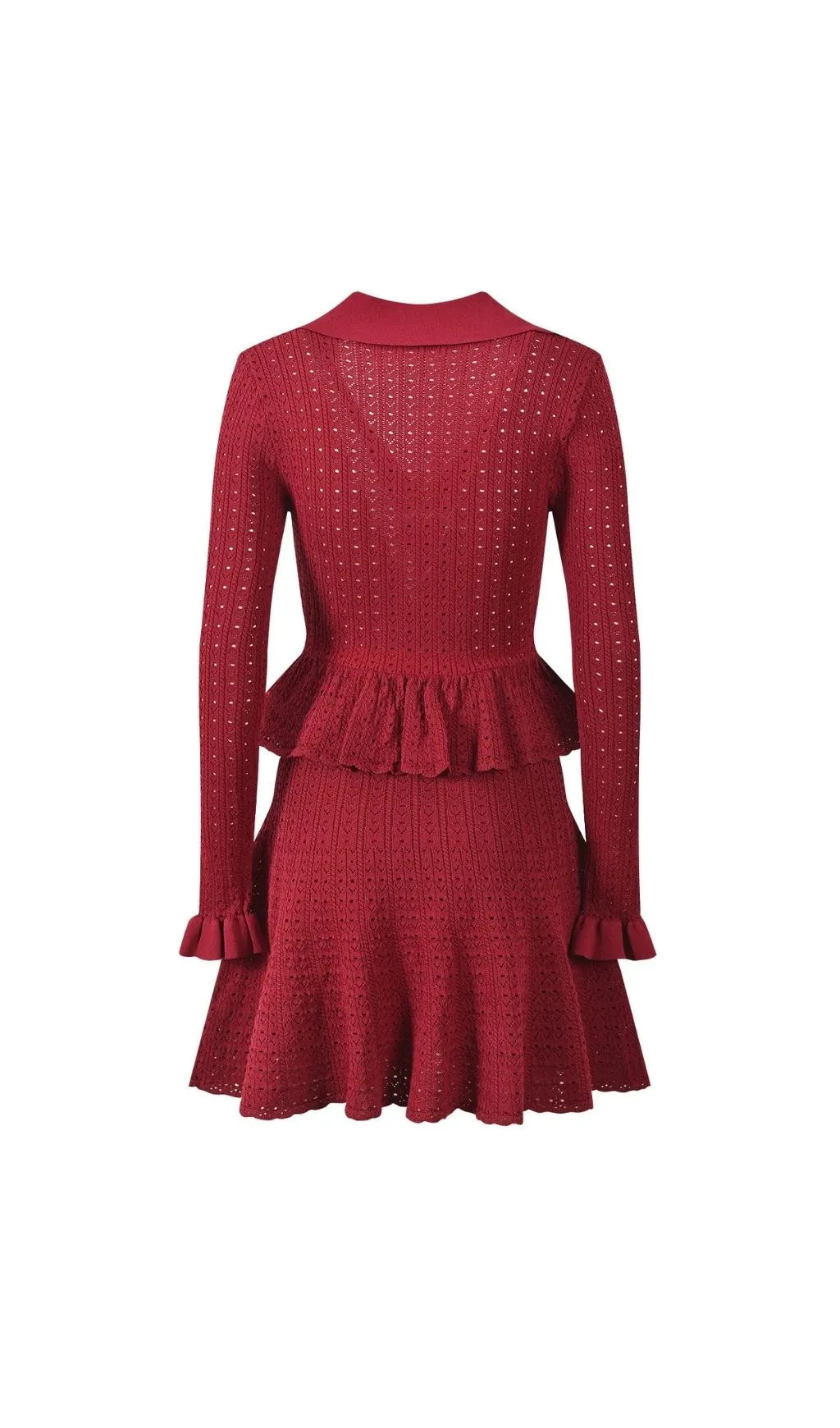 Pointelle Knit Mini Dress - Red Flowering Girl