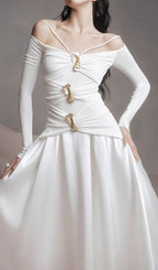 Cailin Long Sleeve Ruched Maxi Dress Flowering Girl