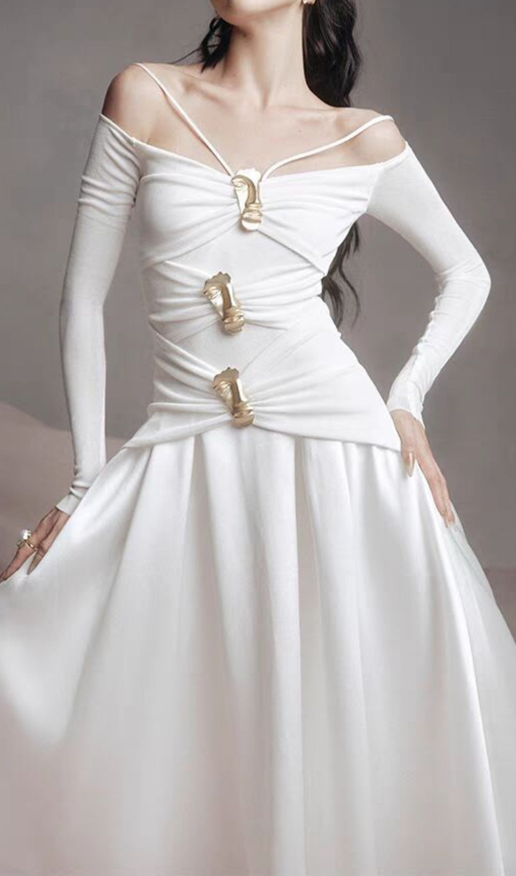 Cailin Long Sleeve Ruched Maxi Dress Flowering Girl