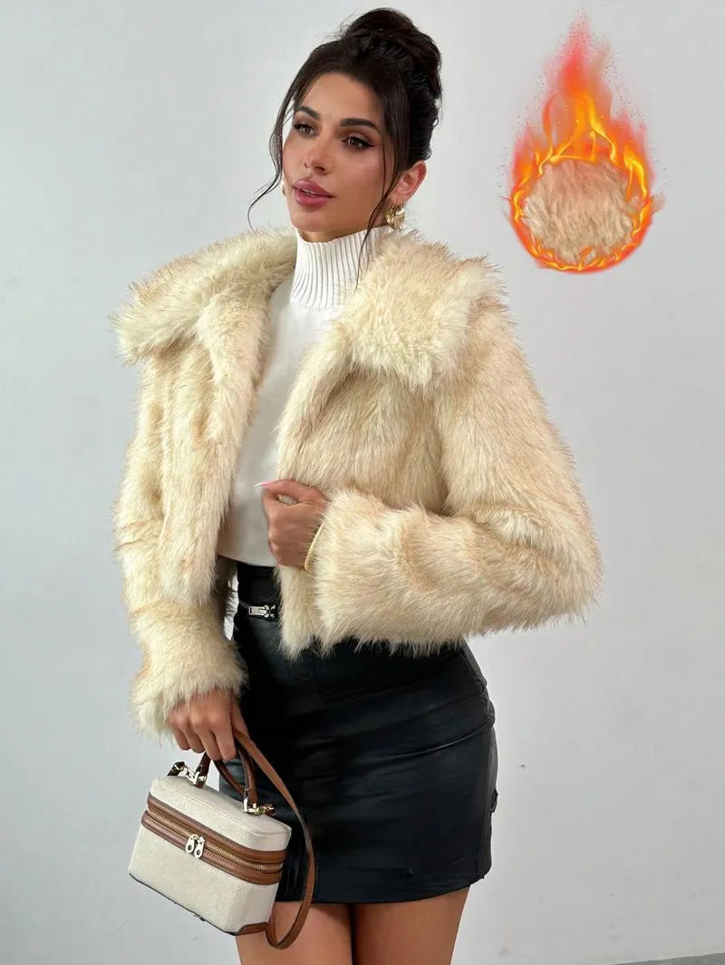 Imitation Fox Fur Long Sleeve Short Jackets Flowering Girl