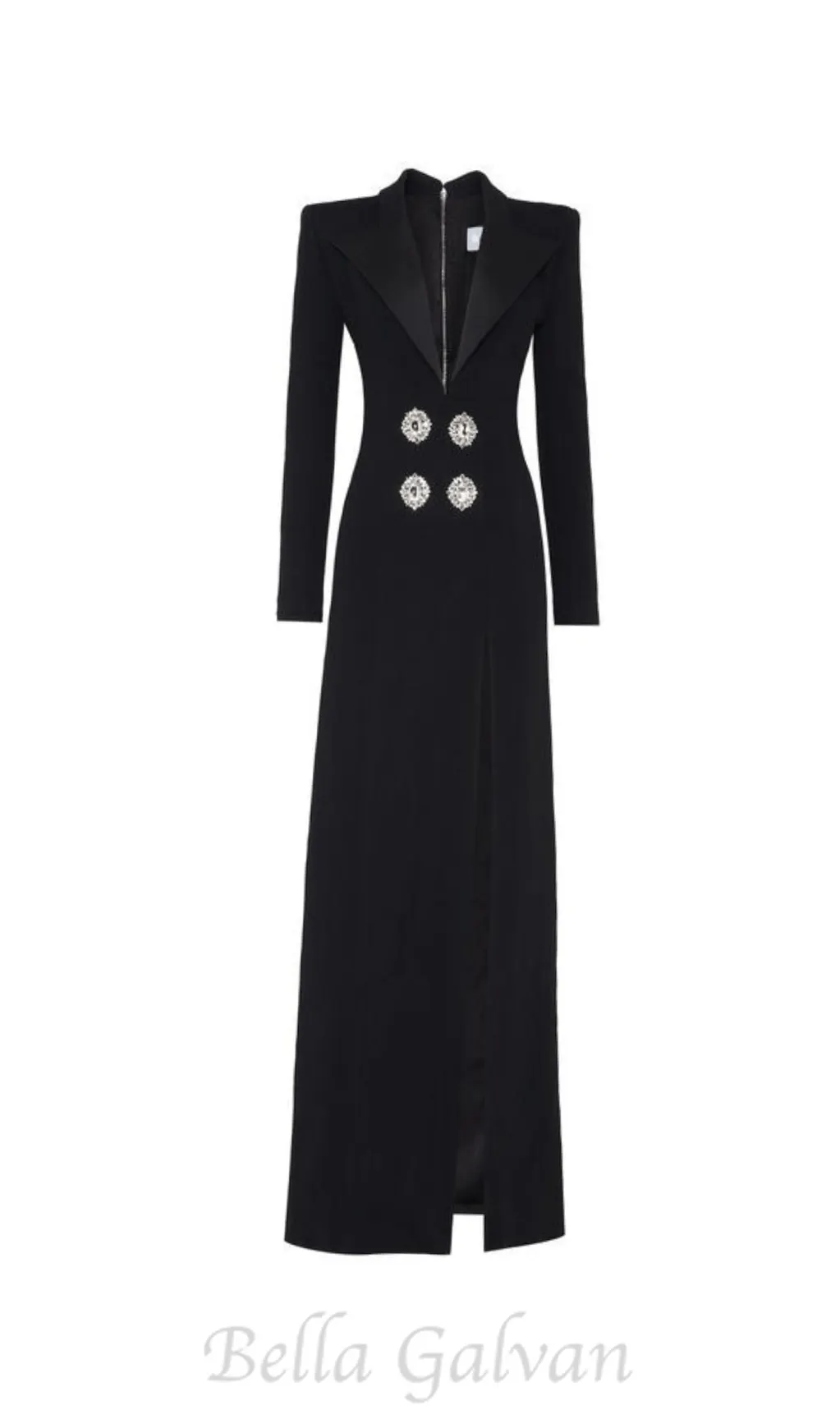 melissa v neck long blazer dress in black Flowering Girl