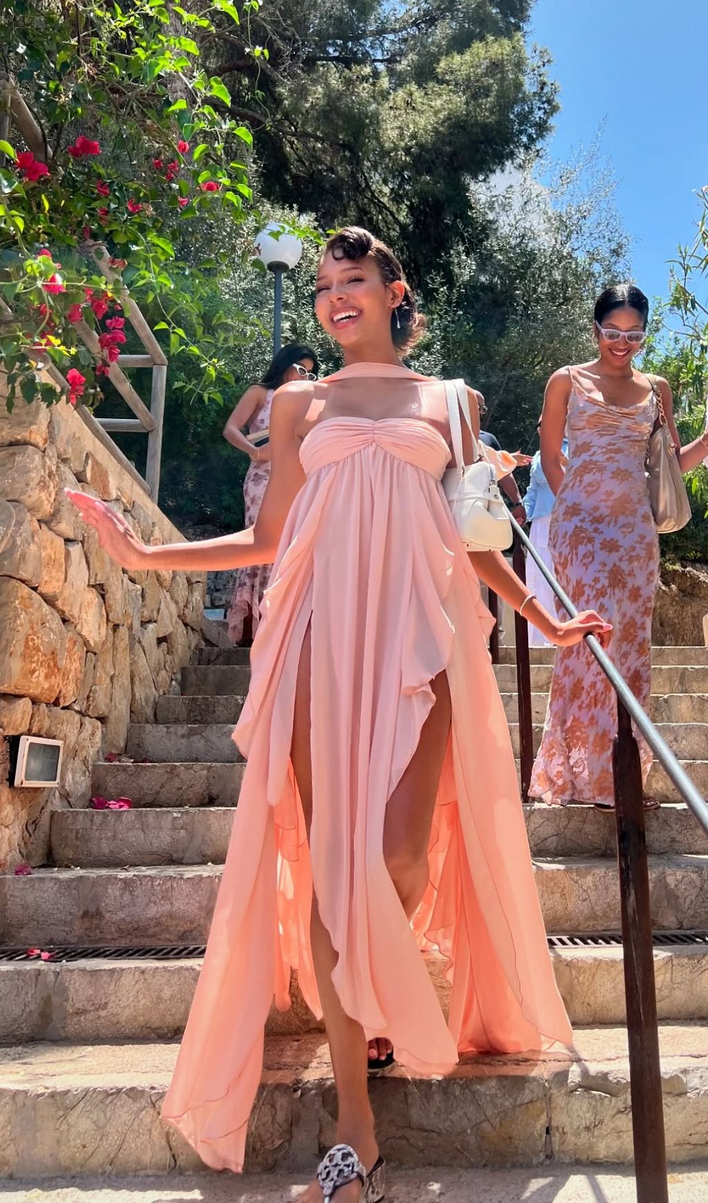 Frayne Nudepink Layered Backless Maxi Dress Flowering Girl