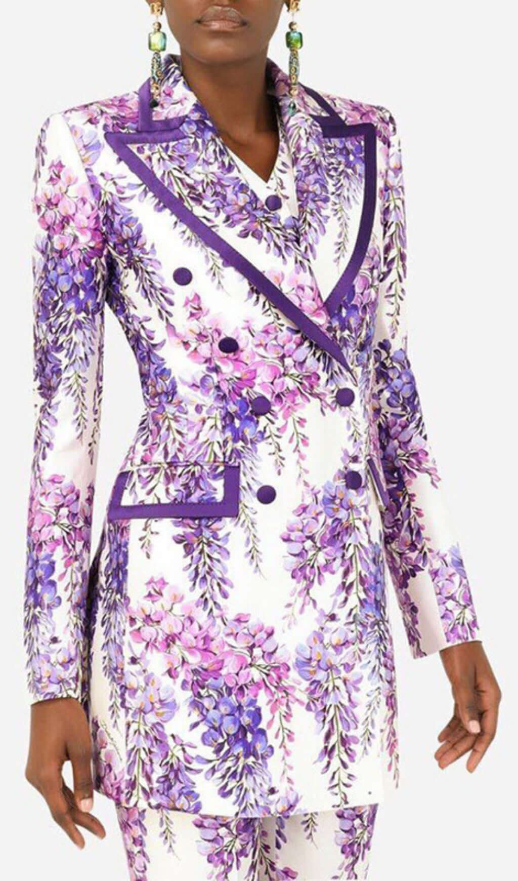 Anastazja Purple Floral Blazer Set Flowering Girl