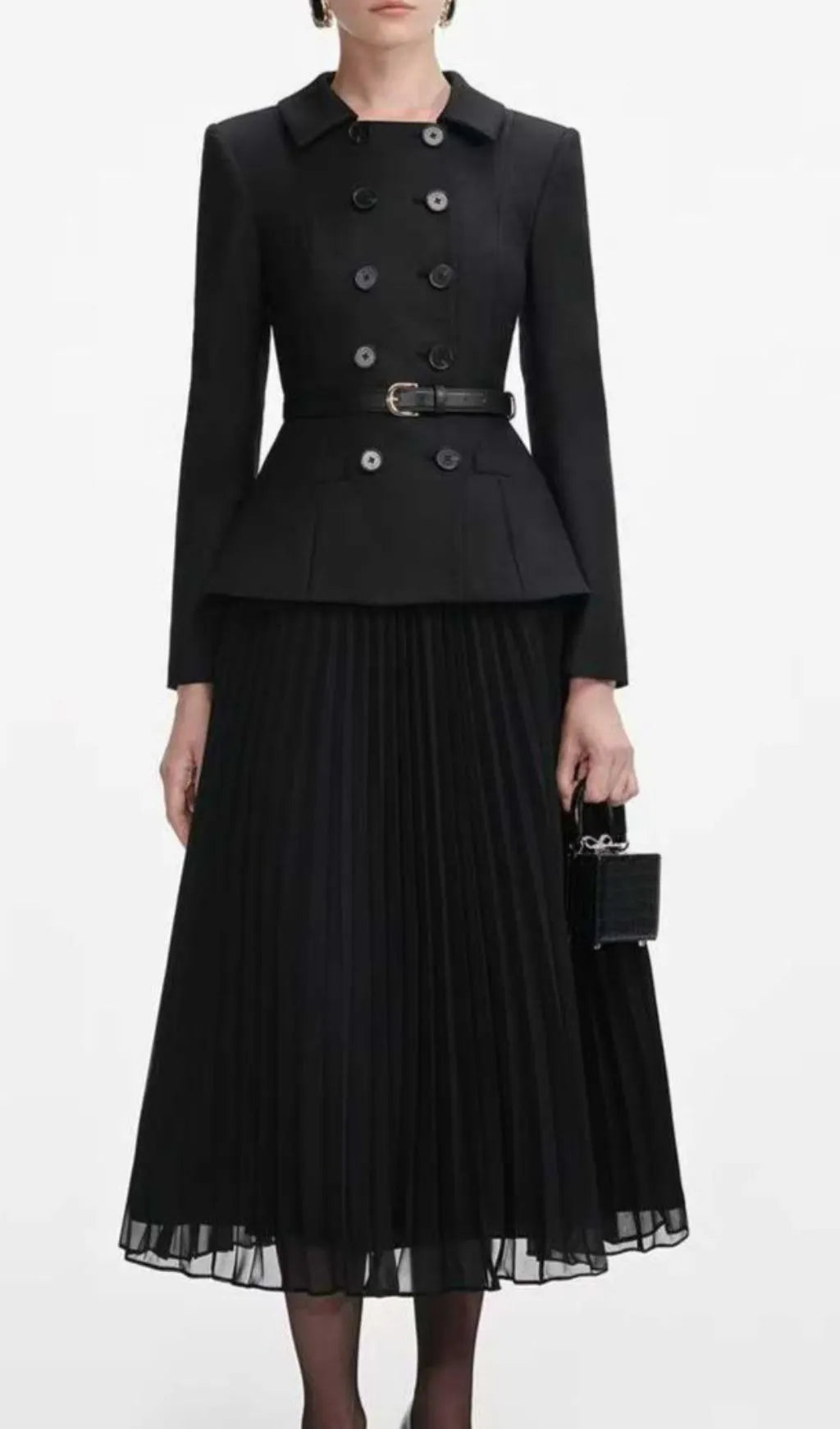 Julitta Black Long Sleeve Midi Dress Flowering Girl