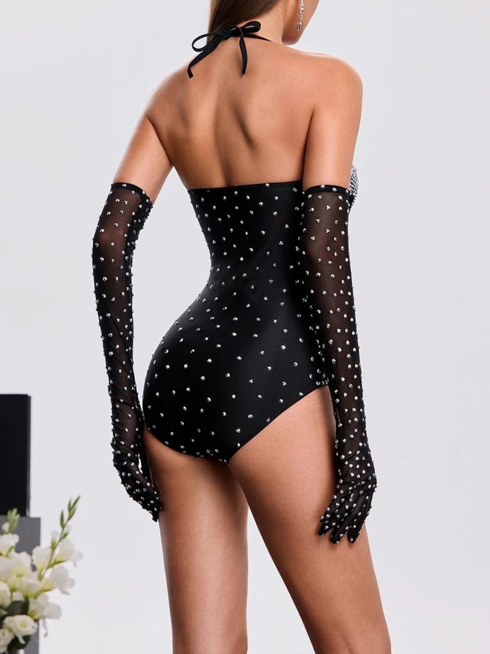 Nardex Rhinestone Sequin Bodysuit Flowering Girl