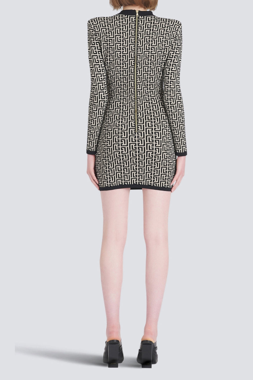 Short Bicolor Jacquard Mini Dress With Monogram Flowering Girl