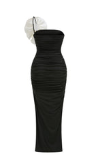 Jessie Black Strapless Flower Maxi Dress Flowering Girl