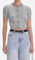 Henrike Grey Embellished Knit Top Flowering Girl