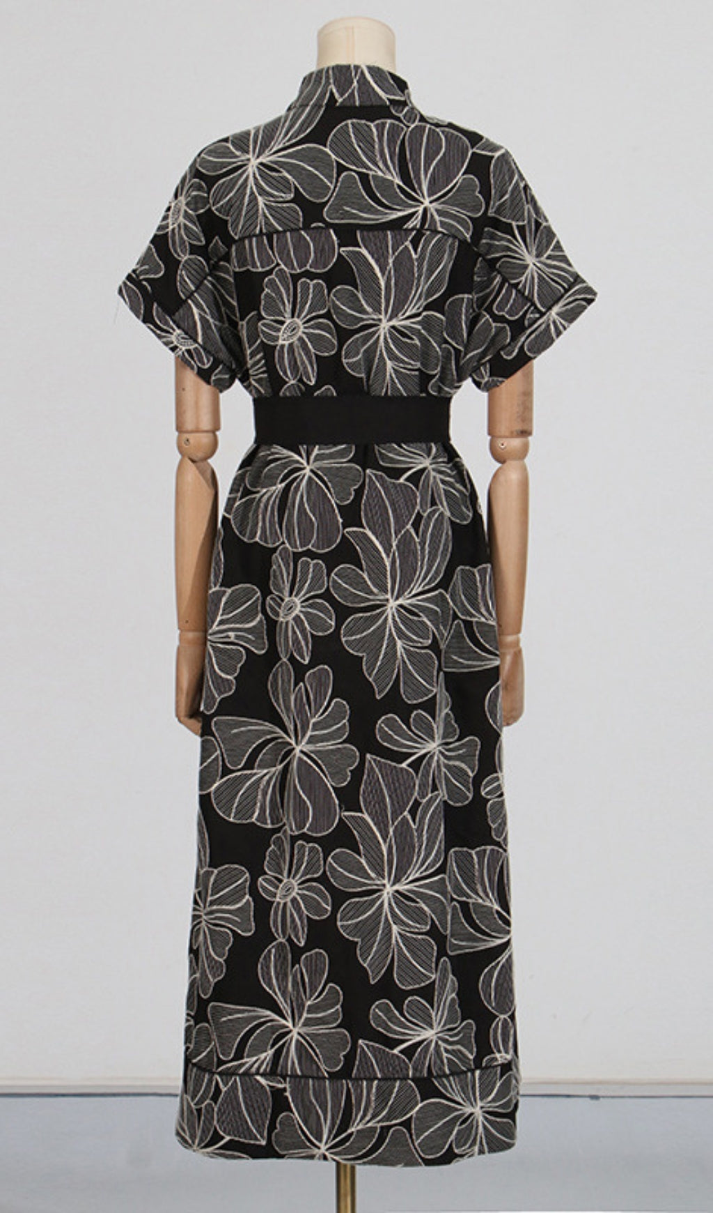 Davan Black Flower Midi Dress Flowering Girl
