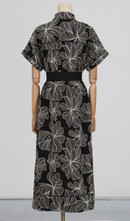Davan Black Flower Midi Dress Flowering Girl