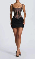 Katty Black Lace Corset Mini Dress Flowering Girl