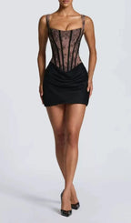 Katty Black Lace Corset Mini Dress Flowering Girl