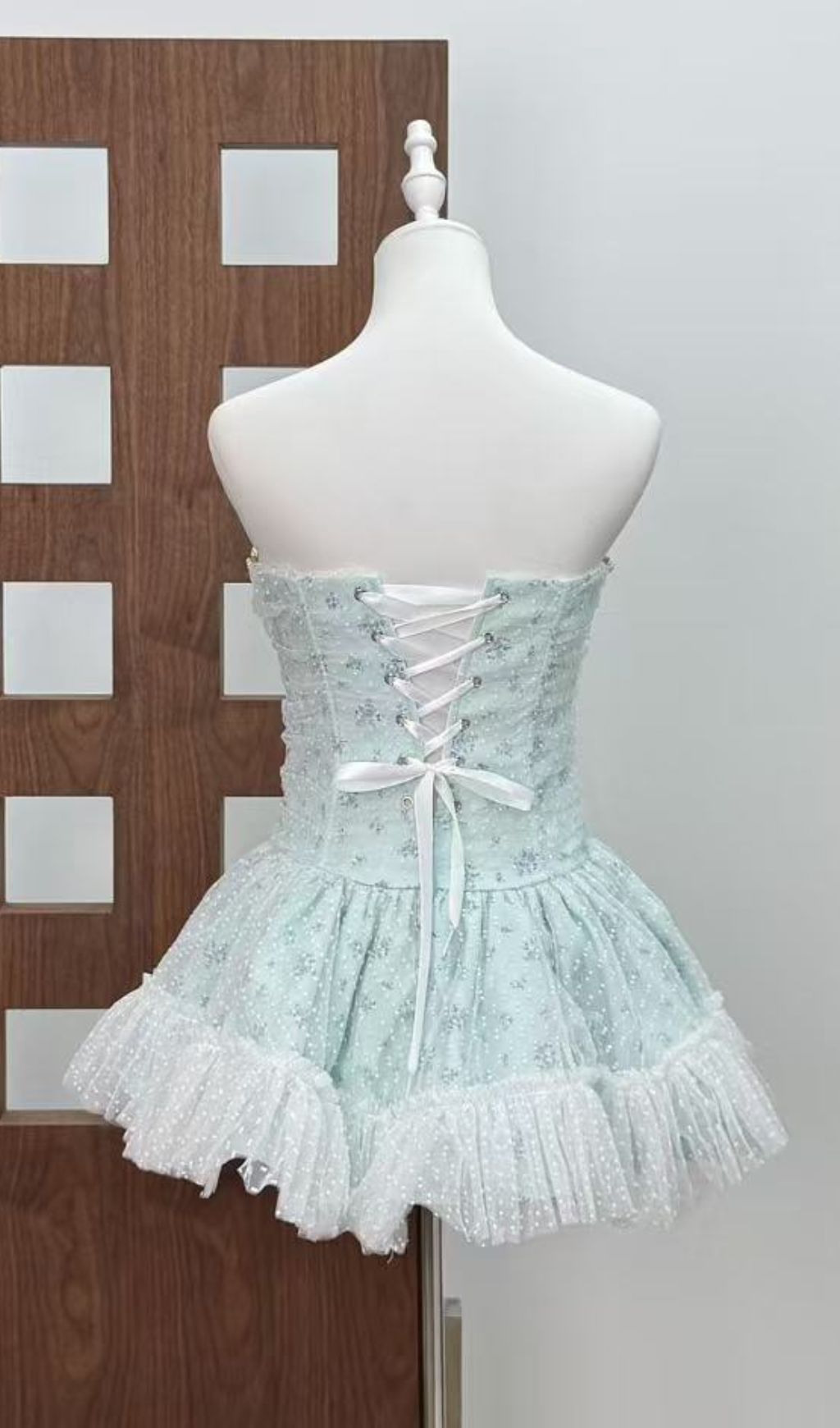 Jaylynn Blue Floral Corset Mini Dress Flowering Girl