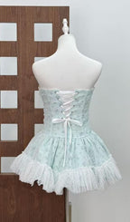 Jaylynn Blue Floral Corset Mini Dress Flowering Girl