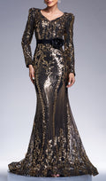Chapa Gold Sequin Long Sleeve Maxi Dress Flowering Girl