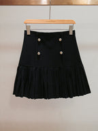 Marcia Black Double Breasted Ruffle Mini Skirt Flowering Girl