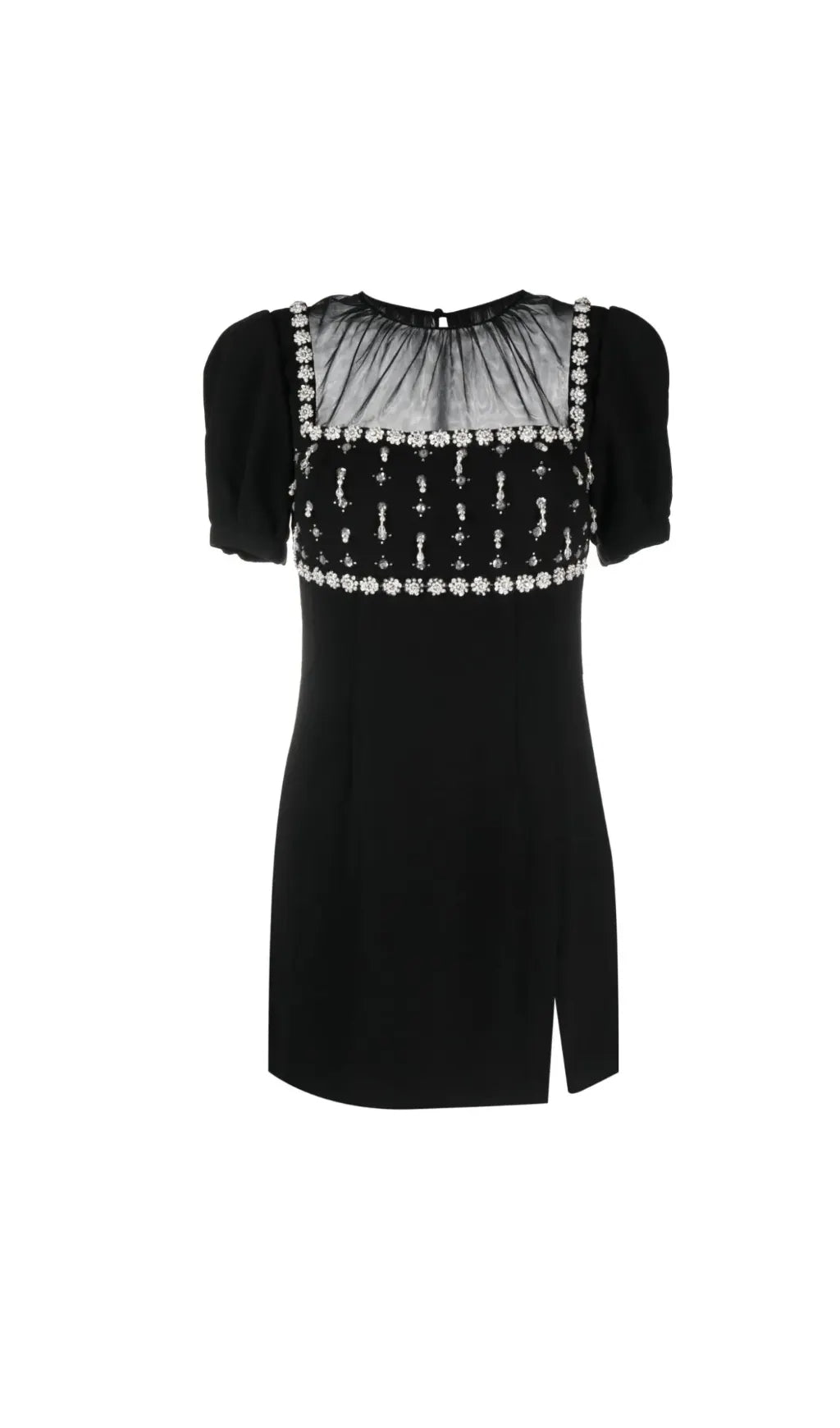 CREPE EMBELLISH MINI DRESS IN BLACK Flowering Girl