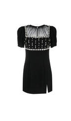 CREPE EMBELLISH MINI DRESS IN BLACK Flowering Girl