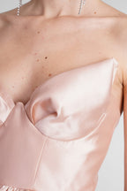 Bustier Strapless Mini Dress In Pink Flowering Girl