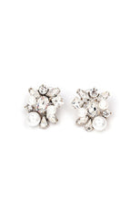 Almudena Silver Vintage Pearl Rhinestone Earrings Flowering Girl