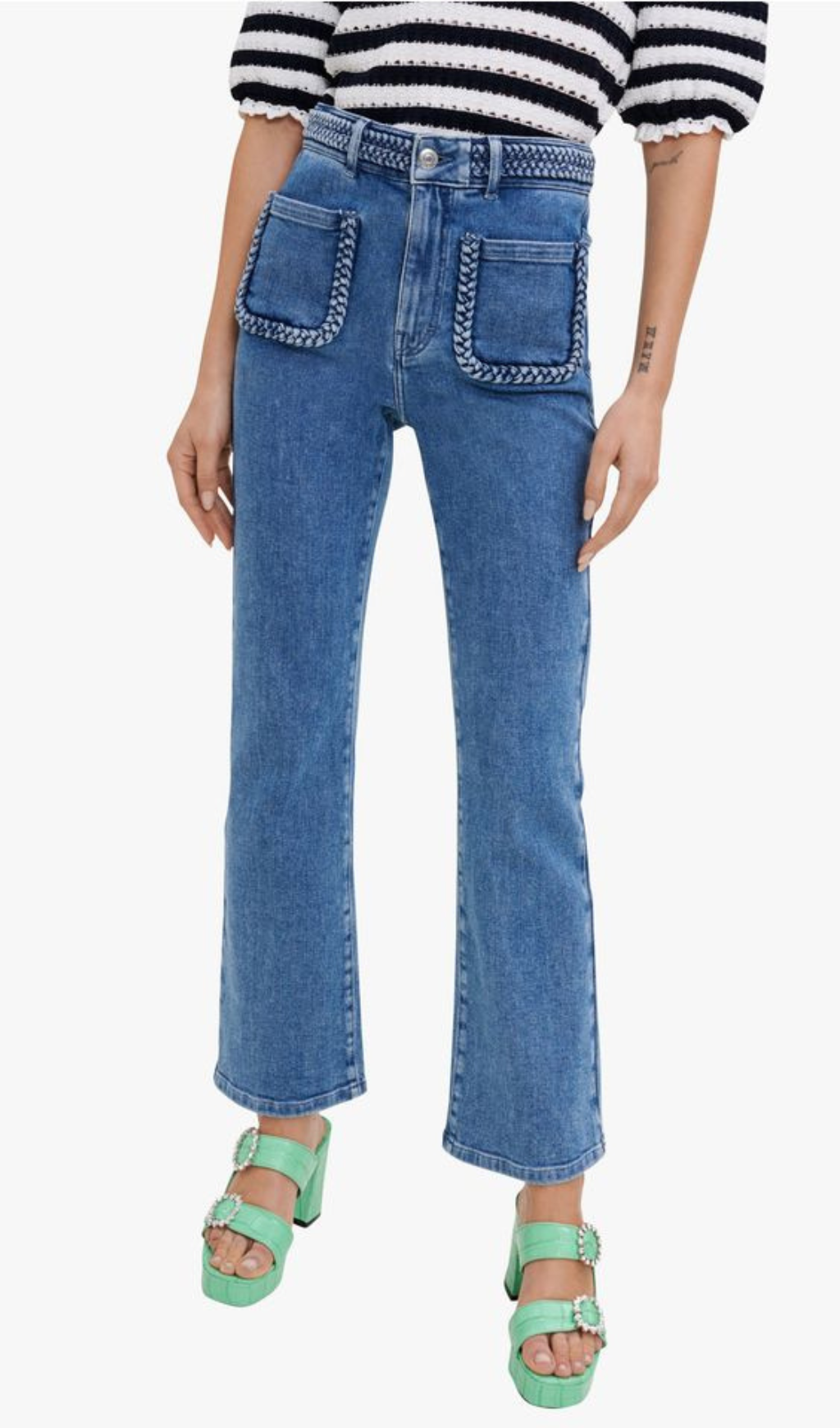 BRAIDED TRIM JEANS Flowering Girl