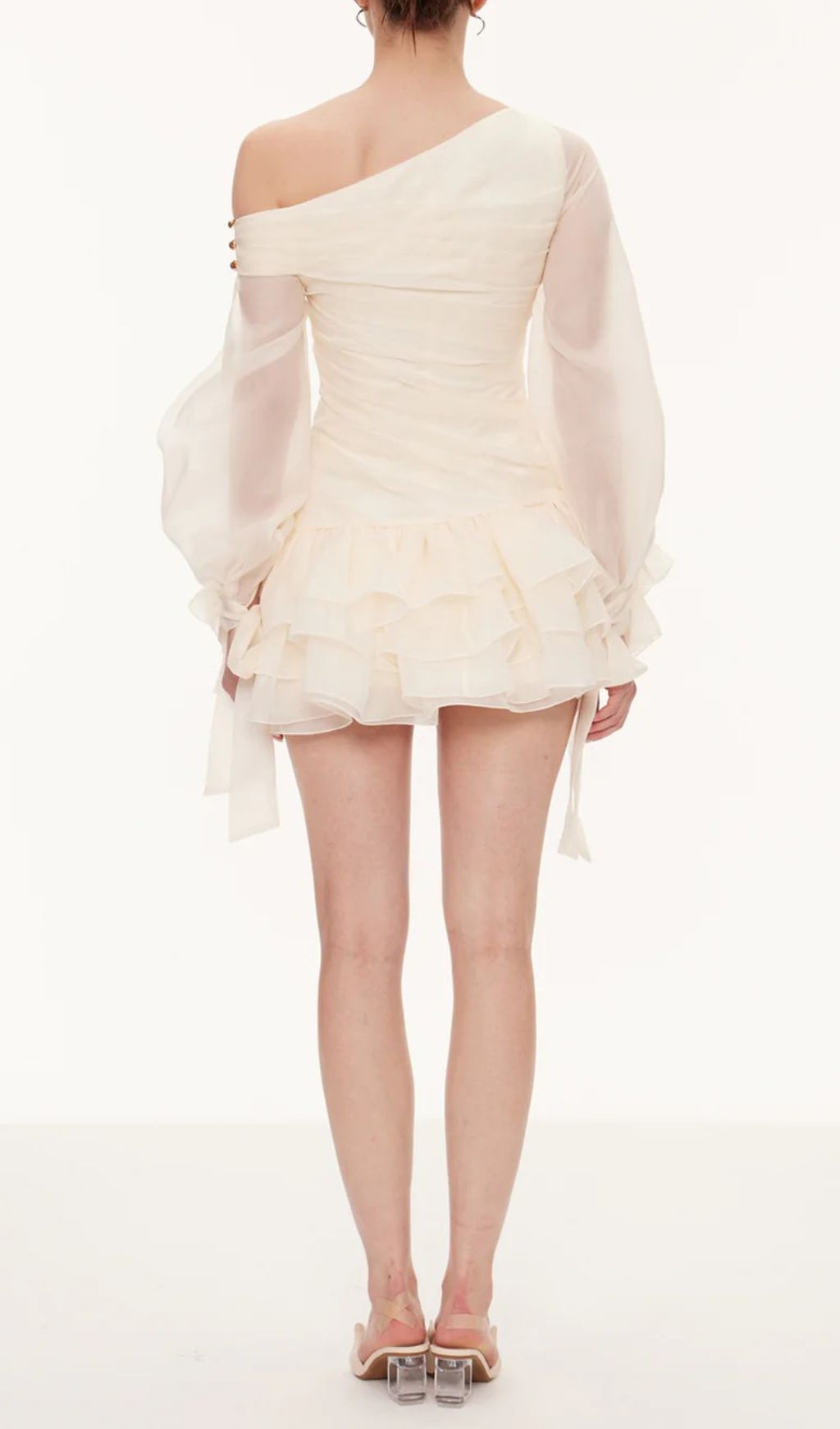 Kaija Bow Asymmetric Puffy Mini Dress Flowering Girl