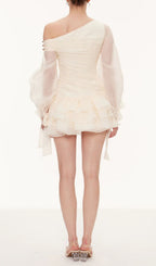Kaija Bow Asymmetric Puffy Mini Dress Flowering Girl