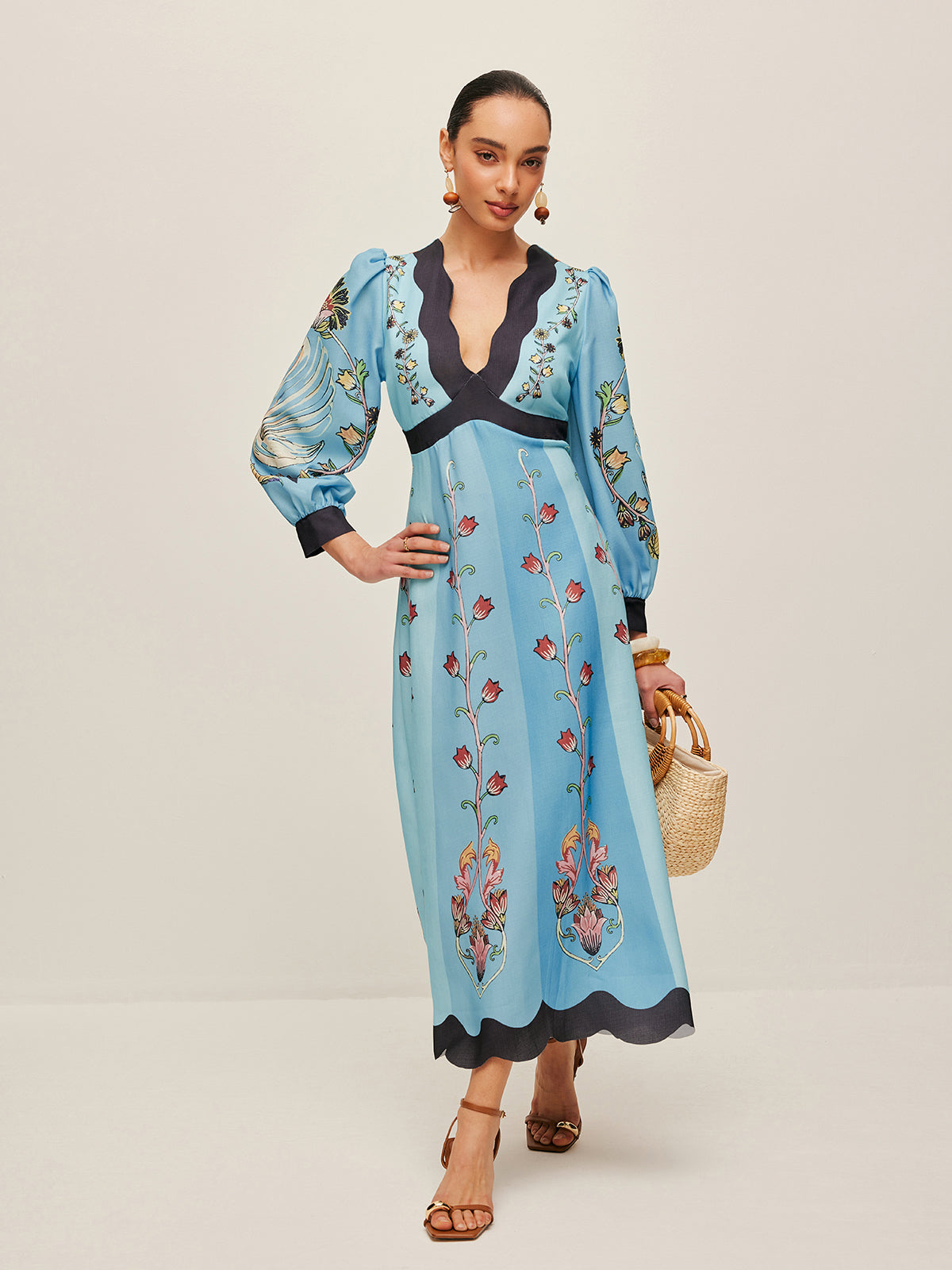 Elegant Backless And Puff Sleeve Floral Dress Flowering Girl