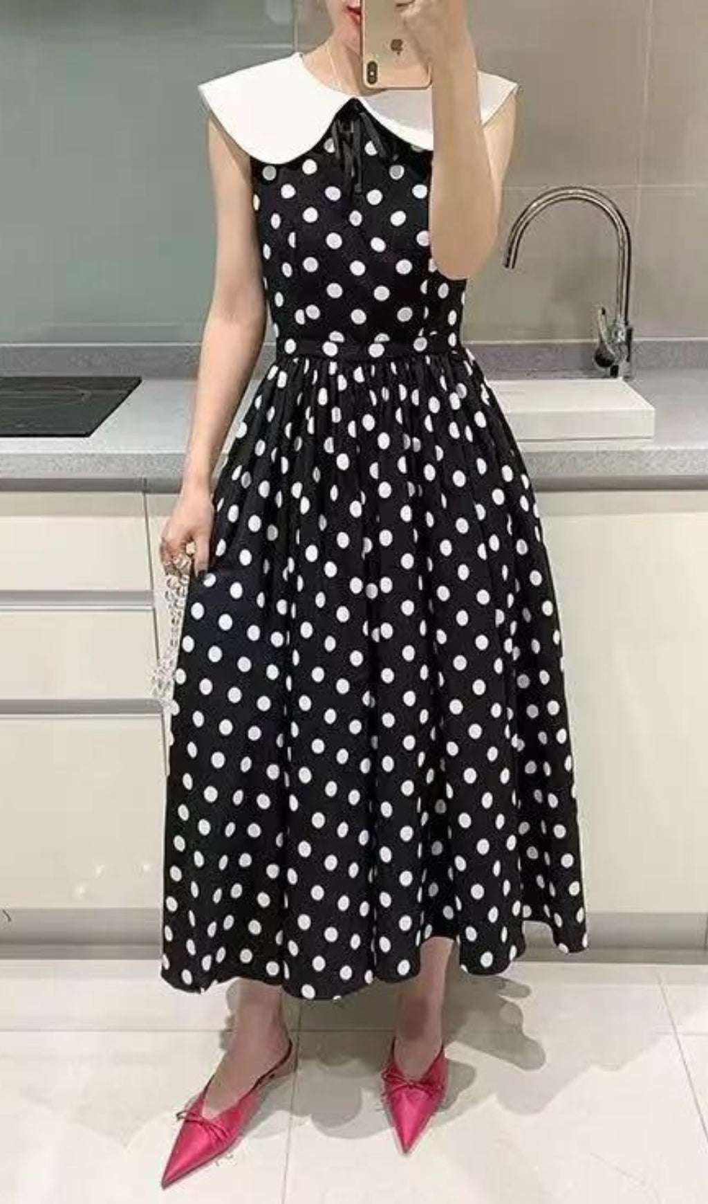 Aminali Dot Midi Dress Flowering Girl