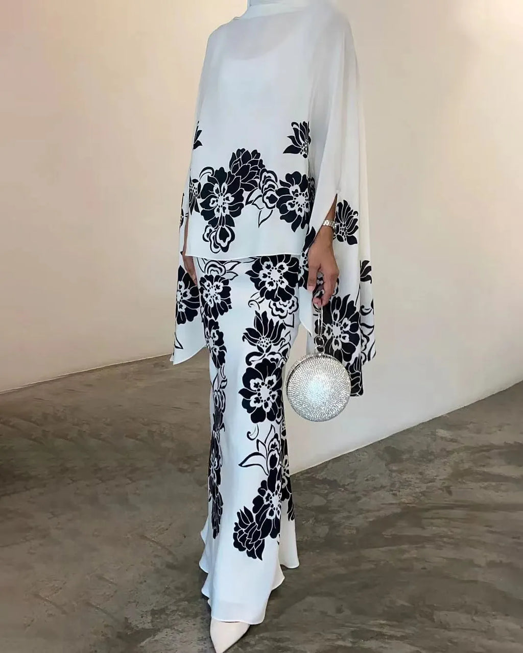 High Collar Floral Elegant Slim Set Flowering Girl