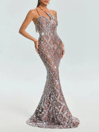 Liora One Shoulder Crystal Maxi Dress Flowering Girl