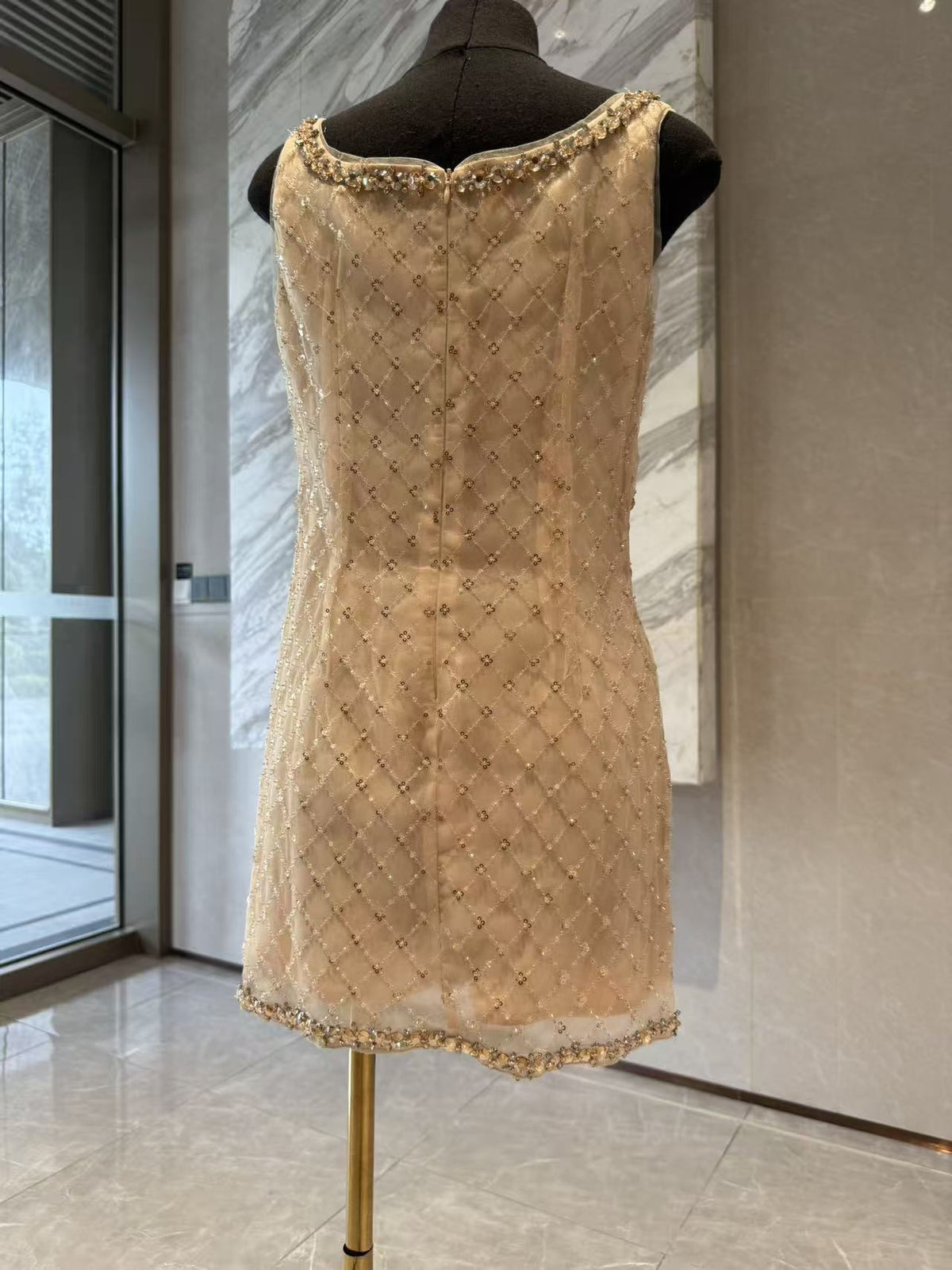 Mona Embellished Rhinestone Sequin Mini Dress In Yellow Flowering Girl