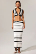 Tannen Hollow Out High Slit Two-Piece Set Flowering Girl