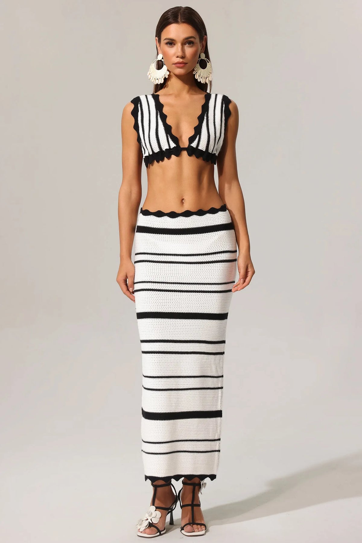 Tannen Hollow Out High Slit Two-Piece Set Flowering Girl