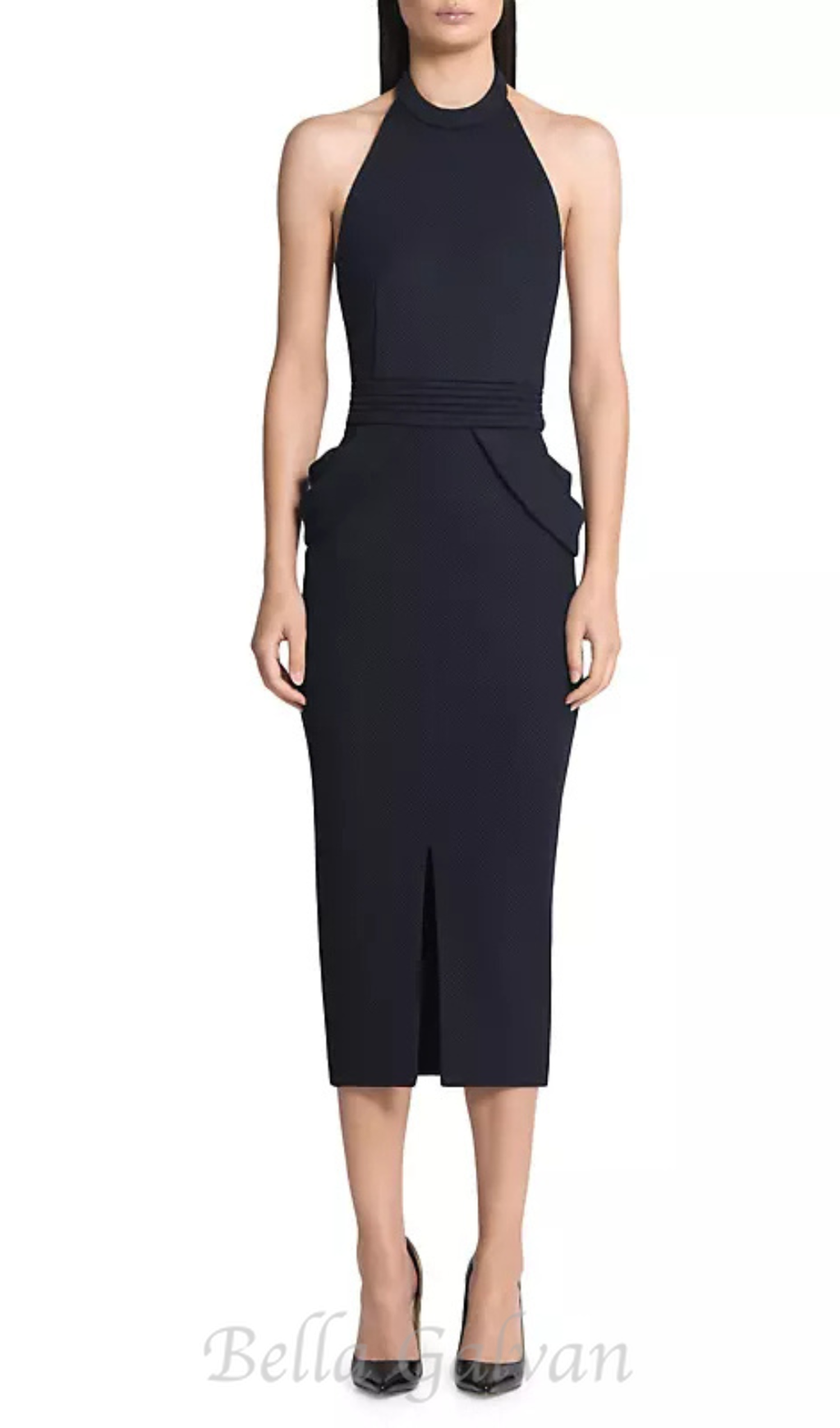 Rise Textured Halter Midi Dress in black Flowering Girl