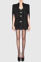 Santos Bow Jacquard Beaded Mini Dress - Black Flowering Girl
