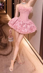 Irma Strapless Corset Flower Mini Dress Flowering Girl