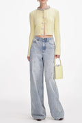 Sabina Yellow Rhinestones Embellished Alpaca Cardigan Flowering Girl