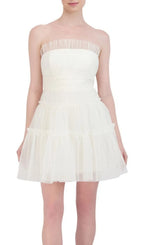 STRAPLESS TIERED TULLE MINI DRESS Flowering Girl